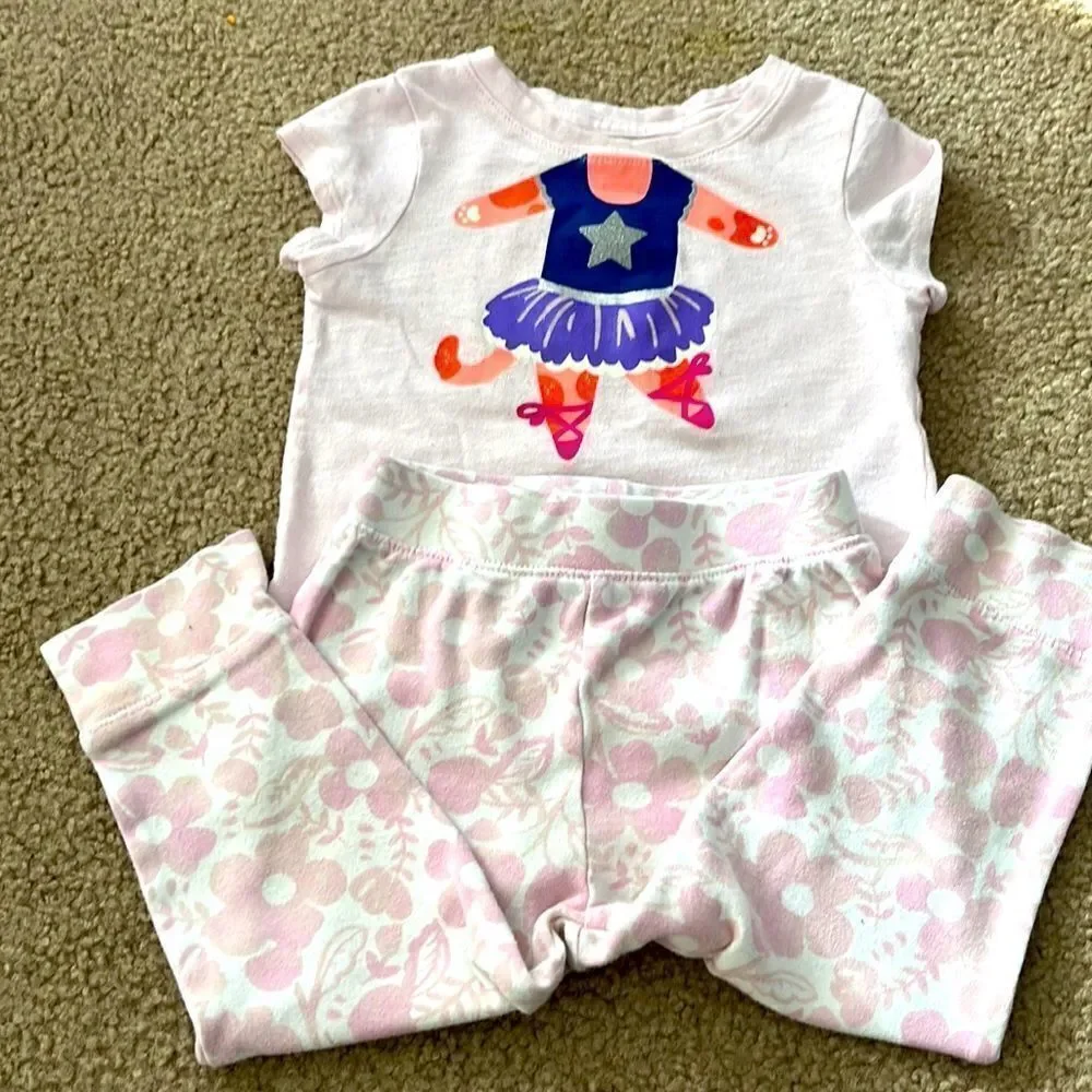Mixed Brand Light Pink Toddler T-shirt and Floral Legging Set- 18 mths